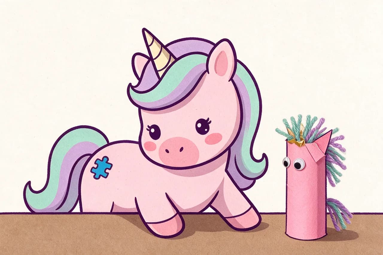 So sieht es fertig aus: Einhorn aus der Klopapierrolle: fertig in einer halben Stunde